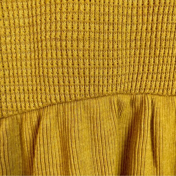 Anthropologie t.la Waffle Knit Long Sleeve Mustard Yellow Tunic Top XS NWOT - Picture 5 of 5